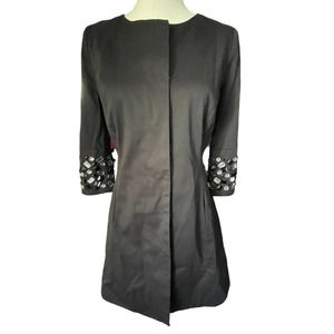 Arden B Womens Gemstone Long Sleeve Coat Jacket Snap Button Size S Black